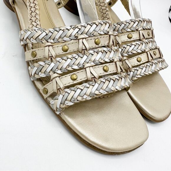 TROTTERS Womens Abigail Gold/Silver Metallic Slingback Sandal Gold Stud 7 Narrow - Picture 6 of 14